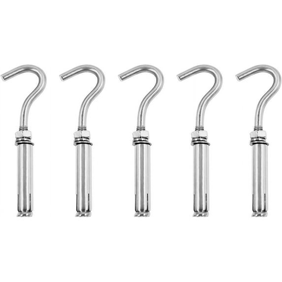 Concrete Wall Hook, 304 Stainless Steel Expansion Hook,Concrete Hook,Open Cup Hook, Heavy Duty Hooks Expansion Bolts for Concrete Brick Wall 5 Pack M10