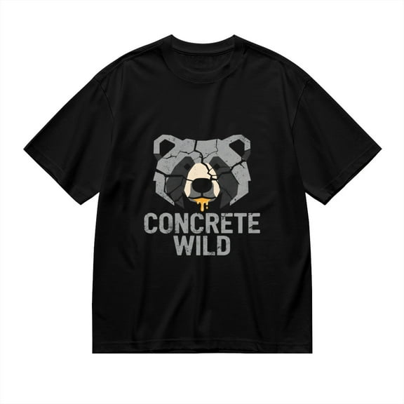 Concrete Wild,broken Concrete Bear Head Print 2, T Shirt for Men, Vintage Graphic Tees Men, 23686724,XL