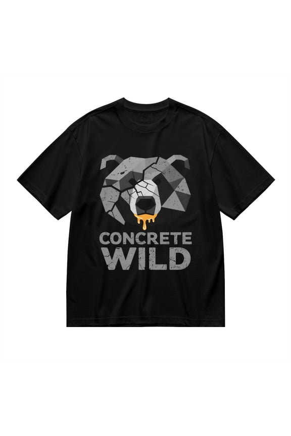 Concrete Wild,geometric Bear Head Print 1, T Shirt for Men, Vintage Graphic Tees Men, 23686670,3XL