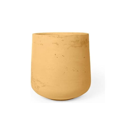 Concretti Designs B3252020 Yew Indoor & Outdoor Round Pot Planter, Mustard - 16.12 in. Dia. x 18.5 in.