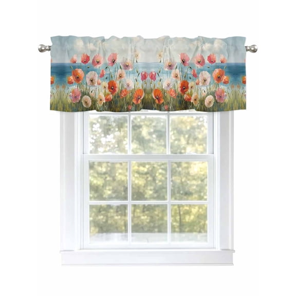 Concubine Oil Painting Valances for Windows, Rod Pocket Kitchen Valance Curtains - Soft & Washable Small Window Treatment for Living Room, Bathroom, Farmhouse , 42x12 Inch, 1 Panel