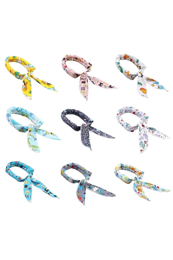 9 Pieces Cooling Neck Scarf Summer Wrap, Soaked Tie Ice Cool Scarf, Hairband Bandana Ice Scarf for Sports/ Outdoor Camping