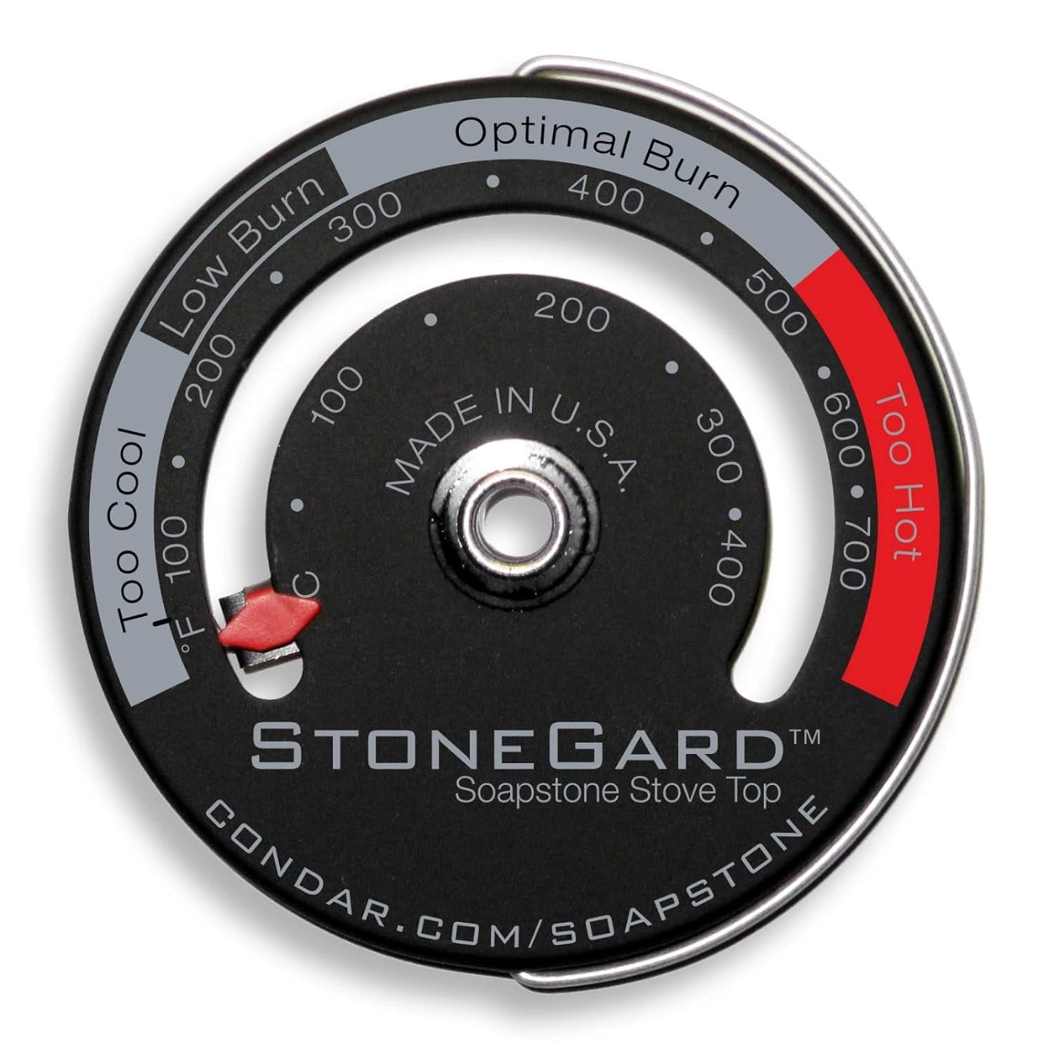 Condar FlueGard Stove Pipe Thermometer with Adjustable Probe Precise Flue Temperature Monitoring for Safe, Clean, and Efficient Wood Stove Operation