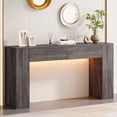 thumbnail image 1 of Condemo 55 inch Farmhouse Console Table with 2 Drawers and LED Light, Gray Brown, 1 of 8
