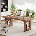 thumbnail image 1 of Condemo 71 inch Large Executive Office Desk, Simple Computer Desk Workstation, Modern Industrial Study Writing Table, Rustic Brown, 1 of 7