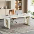 thumbnail image 1 of Condemo 71 inch Large Executive Office Desk, Simple Computer Desk Workstation, Modern Study Writing Table, Beige White and Gold, 1 of 7
