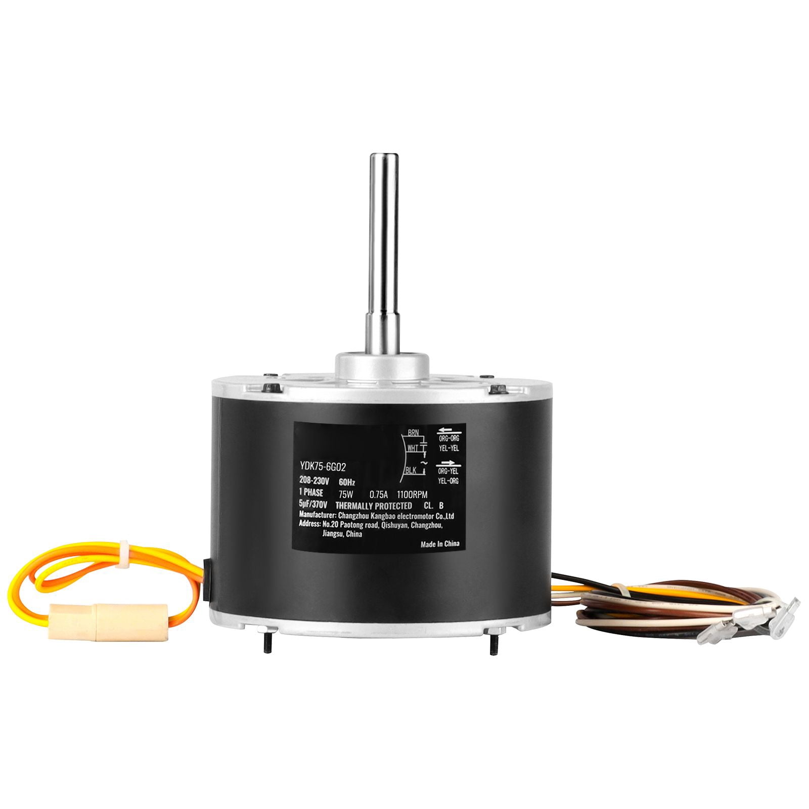 Condenser Fan Motor 1/10 HP 208-230V, 1100 RPM, Reversible Rotation, with 5µF Capacitor, for AC Units