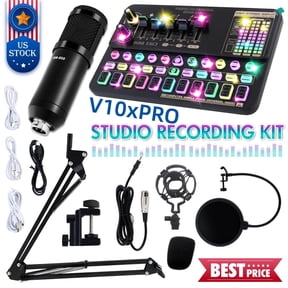 Condenser Microphone Bundle Audio Mixer BM-800 Podcast Microphone with Voice Changer, Studio Equipment for Laptop Computer Vlog Living Broadcast Live Streaming YouTube TikTok