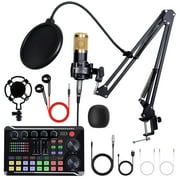 Condenser Microphone Bundle, Upgrade Live Sound Card BM800 Podcast Microphone Set Muti-Functional Bluetooth Mixer Equipment Studio Recording Kit