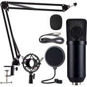 Condenser Microphone Computer Mic Kit Professional Studio Recording Bundle for Streaming Gaming Broadcasting Singing Videos with Arm Stand Shock Mount Pop Filter and Sound Adapter