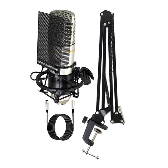 Condenser Microphone Large Diaphragm Mic for Vocal Recording Podcasting Streaming Interviews Metal Microphone Replacement