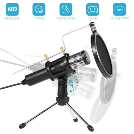 Condenser Microphone for PC, USB Microphone for Computer, Moclever Pro Studio Recording Cardioid Microphone with 180° Tripods Pop Filter, Podcast Mic Kits for Studio Streaming Recording Singing Gaming