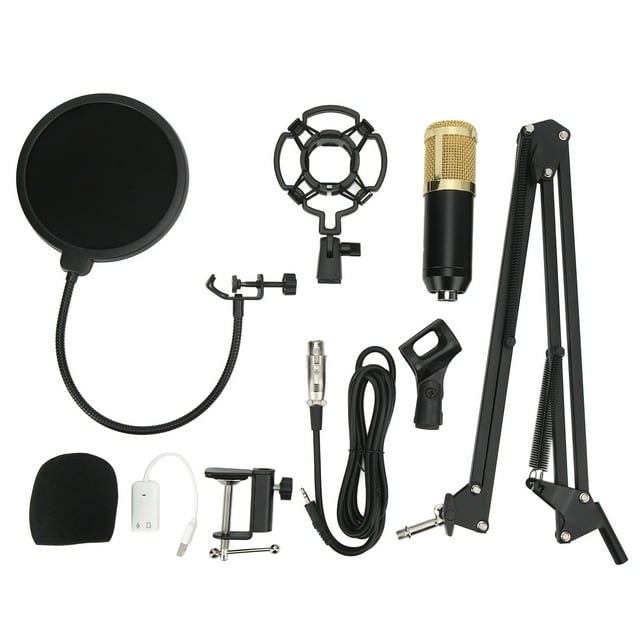 Condenser Microphone Sound Card Set Professional Studio Mic Kit with