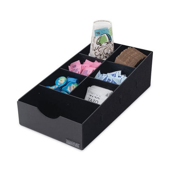 "Condiment Caddy, 7 Compartments, 8.75 x 16 x 5.25, Black | Bundle of 2 Each"