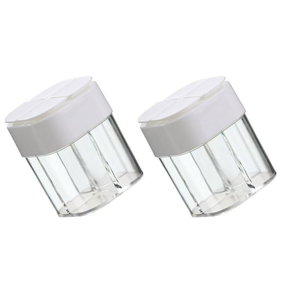 Condiment Container Salt And Pepper Shakers Pots Seasoning Box 4 Compartment Storage Container For Kitchen Salt Sugar Pepper White 2Pcs
