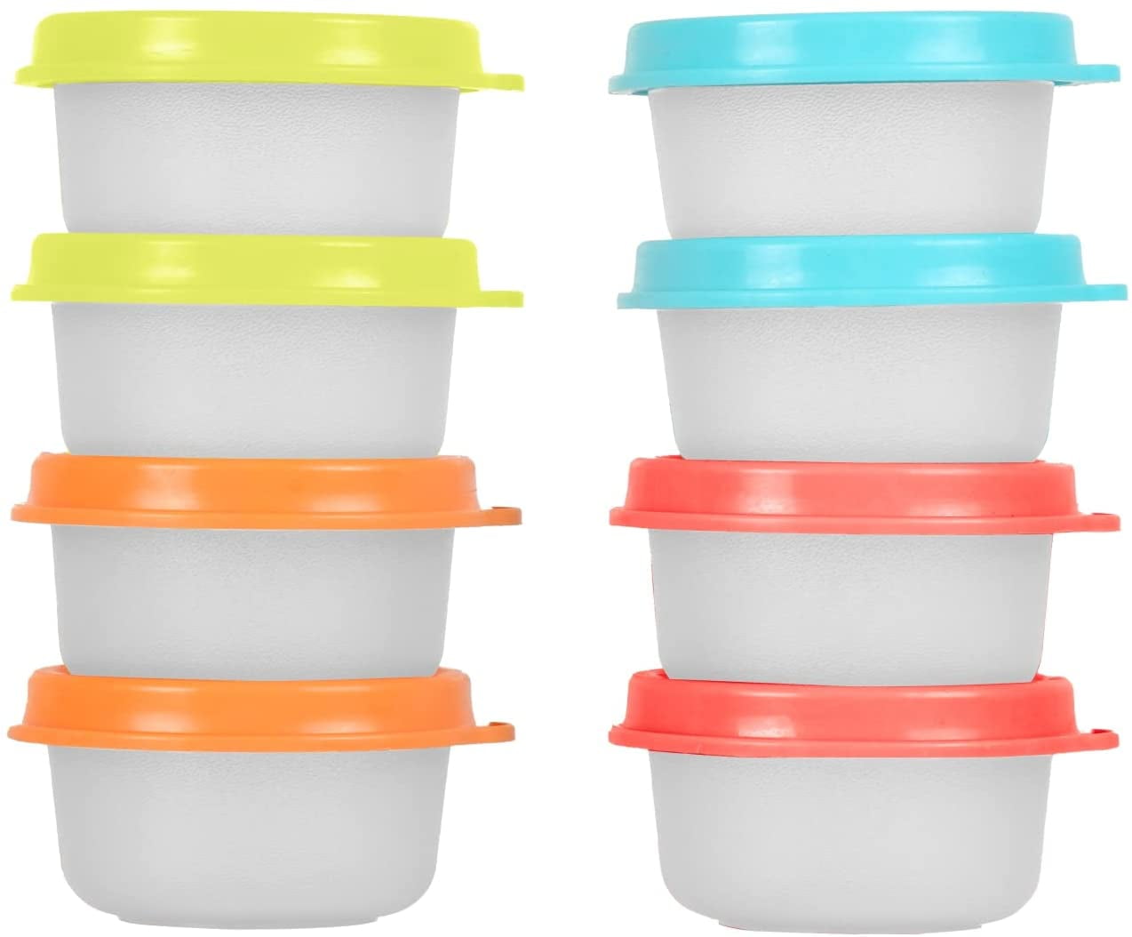 Condiment Cups container with Lids- 8 pk. 1 oz.Salad Dressing Container to  go Small Food Storage Containers with Lids- Sauce Cups Leak proof Reusable  Plastic BPA free for Lunch Box Picnic Travel 