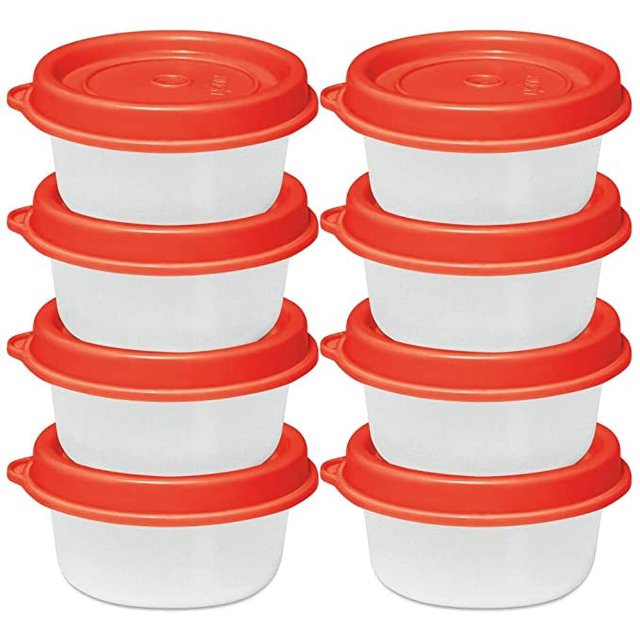 Condiment Cups container with Lids 8 pk. 1 oz.Salad Dressing Container to go Small Food Storage