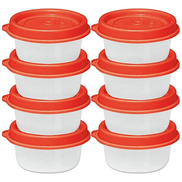 Condiment Cups container with Lids- 8 pk. 1 oz.Salad Dressing Container to  go Small Food Storage Containers with Lids- Sauce Cups Leak proof Reusable  Plastic BPA free for Lunch Box Picnic Travel (Red) 