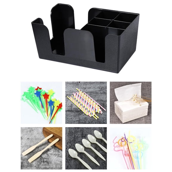 Condiment Holder Napkin Caddy for Bar and Kitchen Storage | Home Textile Storage Organizers Platform Competition Title, 13.3 cm, Black