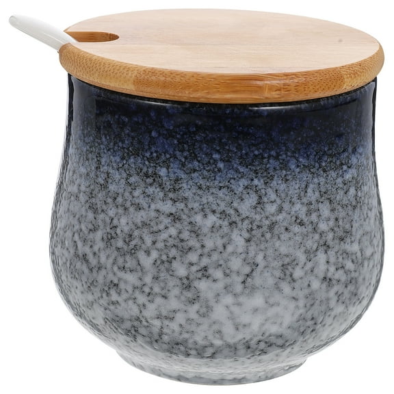 Condiment Jar Sugar Container Box Salt Ceramic Seasoning Potlid Bowl Storage Pepper Powder Chili Oil Loose Tea Can