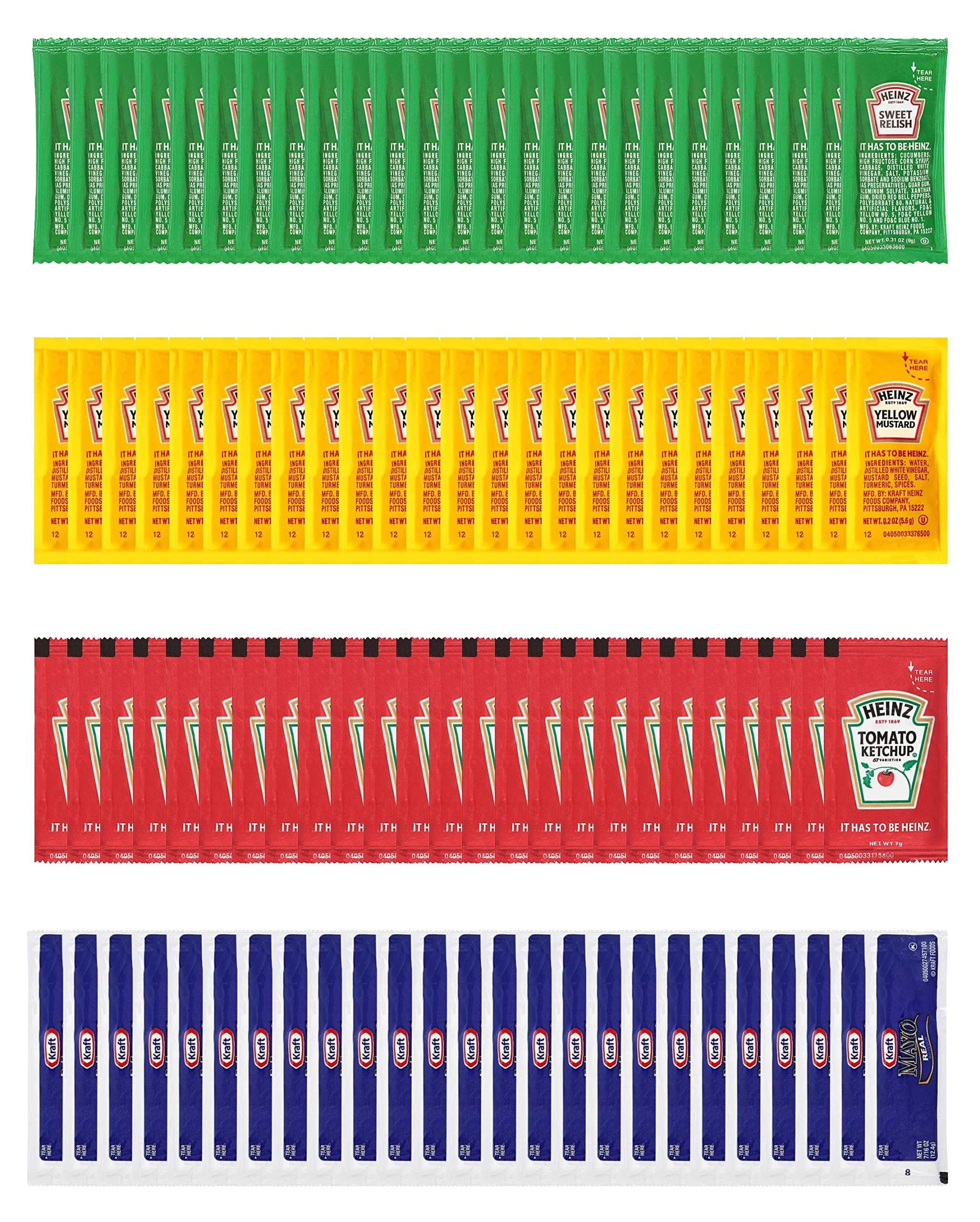 Condiment Packets On the Go, Ketchup, Mustard, Relish, Mayo, 25 Packets