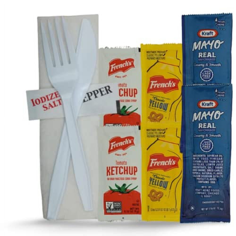 Condiment Packets Picnic Kit Bundle Mayo Packets, French's Ketchup