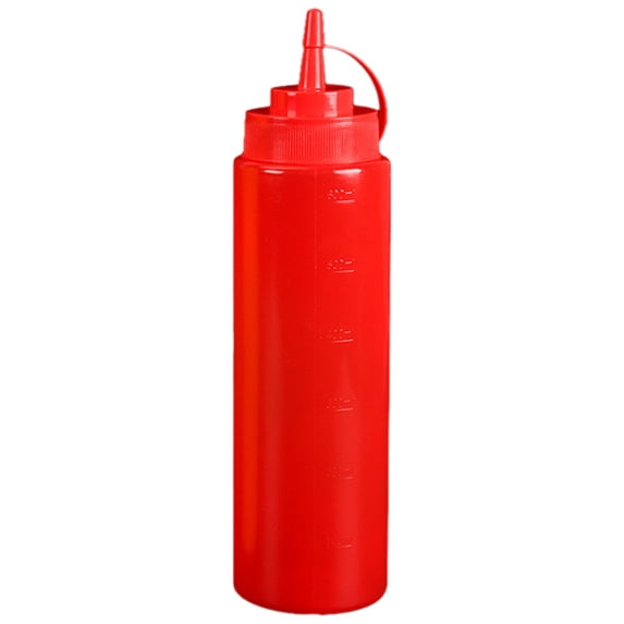 Condiment Squeeze Bottle, 24Oz Squirt Bottle for Sauces, BPA-Free Condiment Squeeze Bottle, Durable Plastic Squirt Bottle for Ketchup, BBQ, Sauces, Syrup, Condiments, Dressings, Red