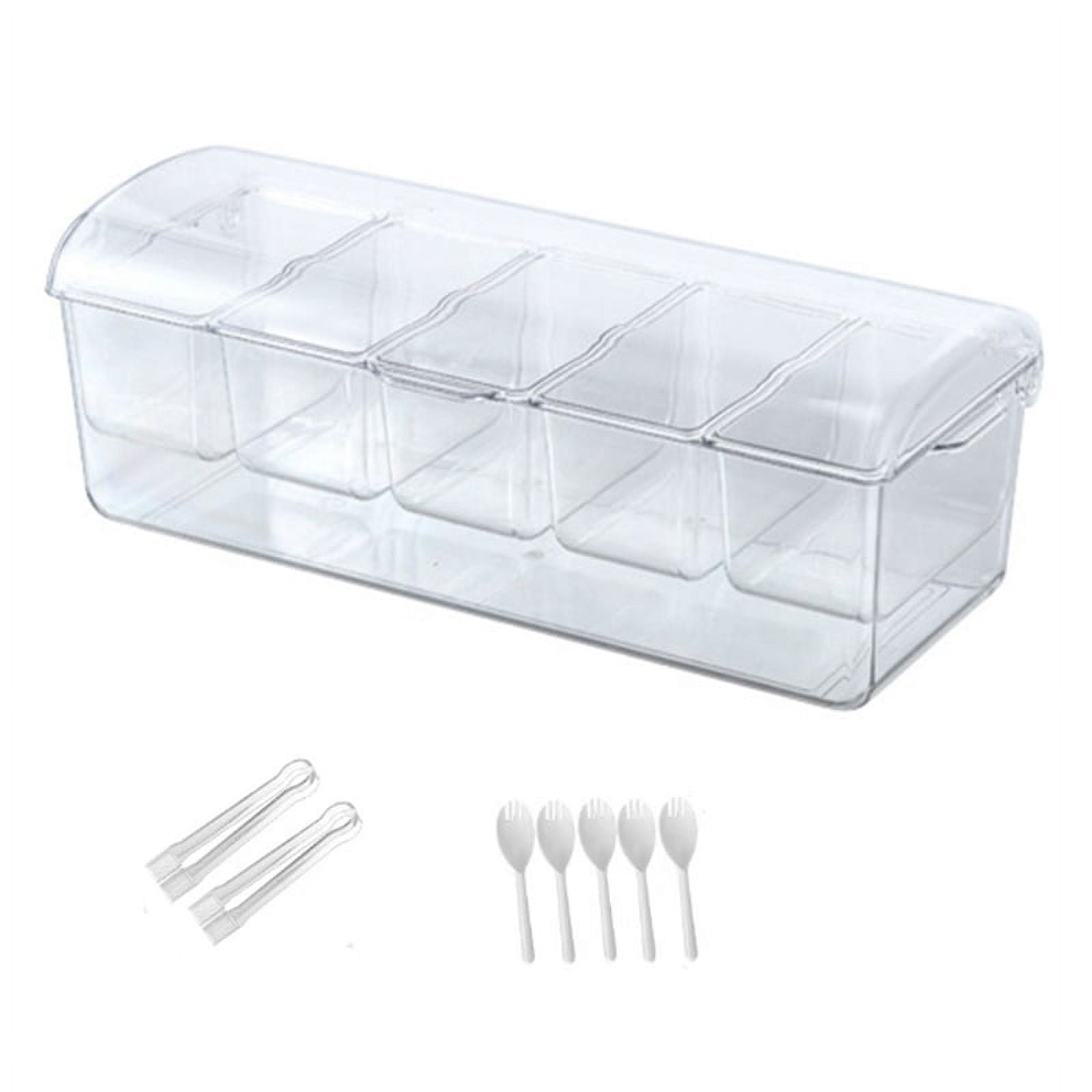 Condiment Tray with 5 Removable Compartments, Serving Platter Lid, for ...