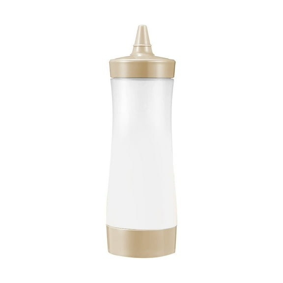 Condiments Squeeze Bottles Clear for Ketchup,Leak-Proof Empty Squirt Bottle,Squirt Bottle for Ketchup, Mustard, Mayo,Dressing,Oil,Syrup, Vinegar, Sauces, Honey, Craft, Squirt Dispenser (Beige,7.67")