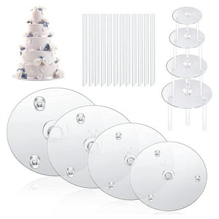 Alminionary 3 Set Cake Dowels for Tiered Cakes Including 6 Pcs Cake  Separator Plates with 9 Pcs White Plastic Cake Sticks Support Rods for 4,  6, 8
