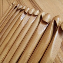 Conditiclusy 12Pcs Bamboo Wooden Handle Crochet Hooks 3mm-10mm Knit Needle Yarn Handcraft