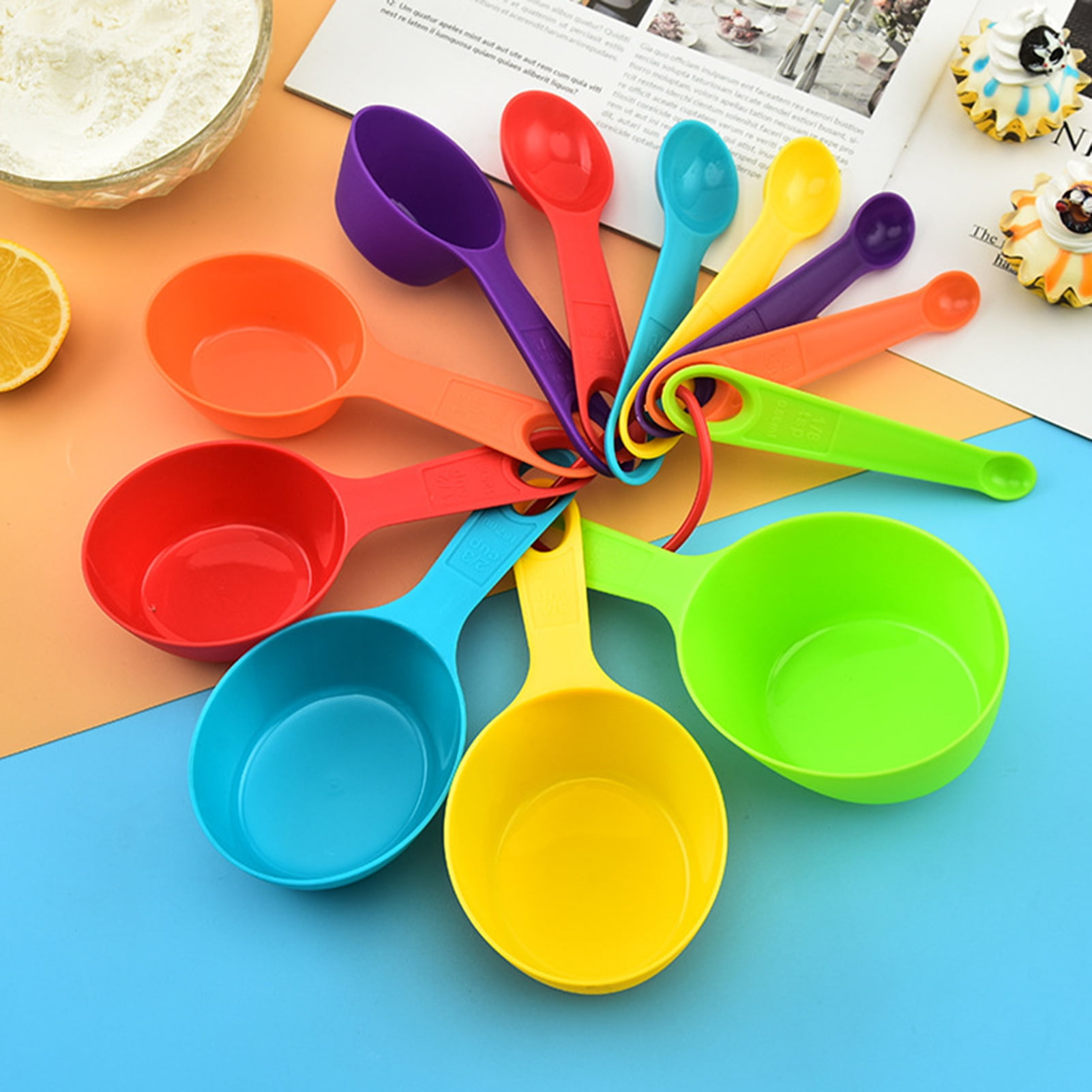 Leking 9pcs Plastic Measuring Cups And Spoons Set For Baking And Diy  Cooking, Kitchen Measuring Spoons With Volume Scale (random Color)