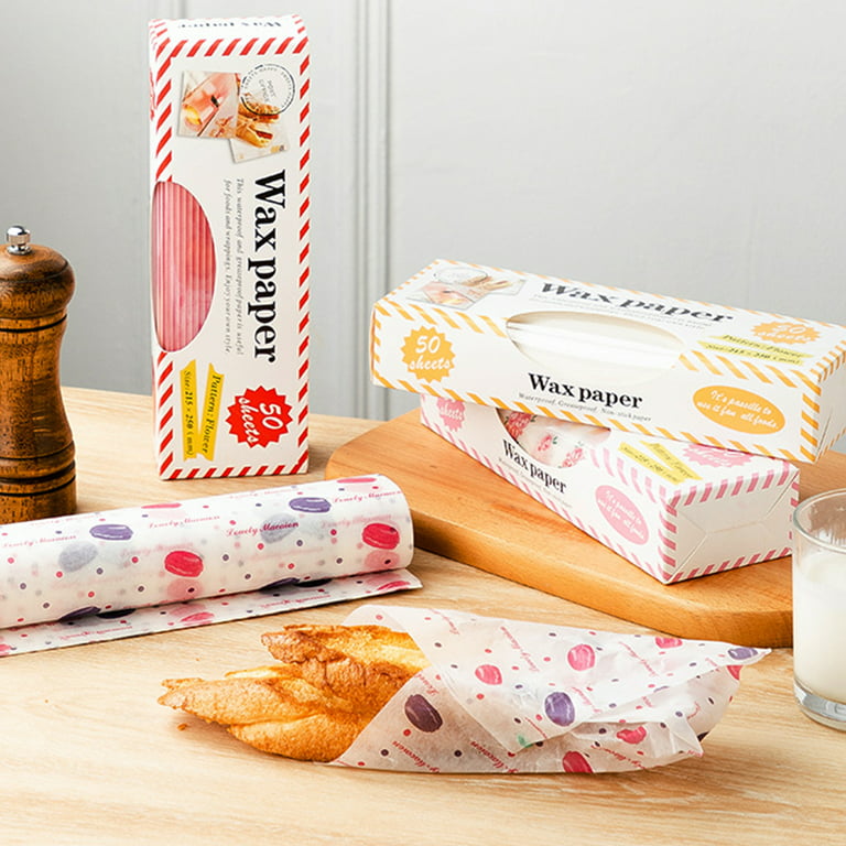 10pcs D Style Non-stick Wax Paper For Dessert, Printed Food Wrapping Paper,  Anti-oil And Heat Resistance
