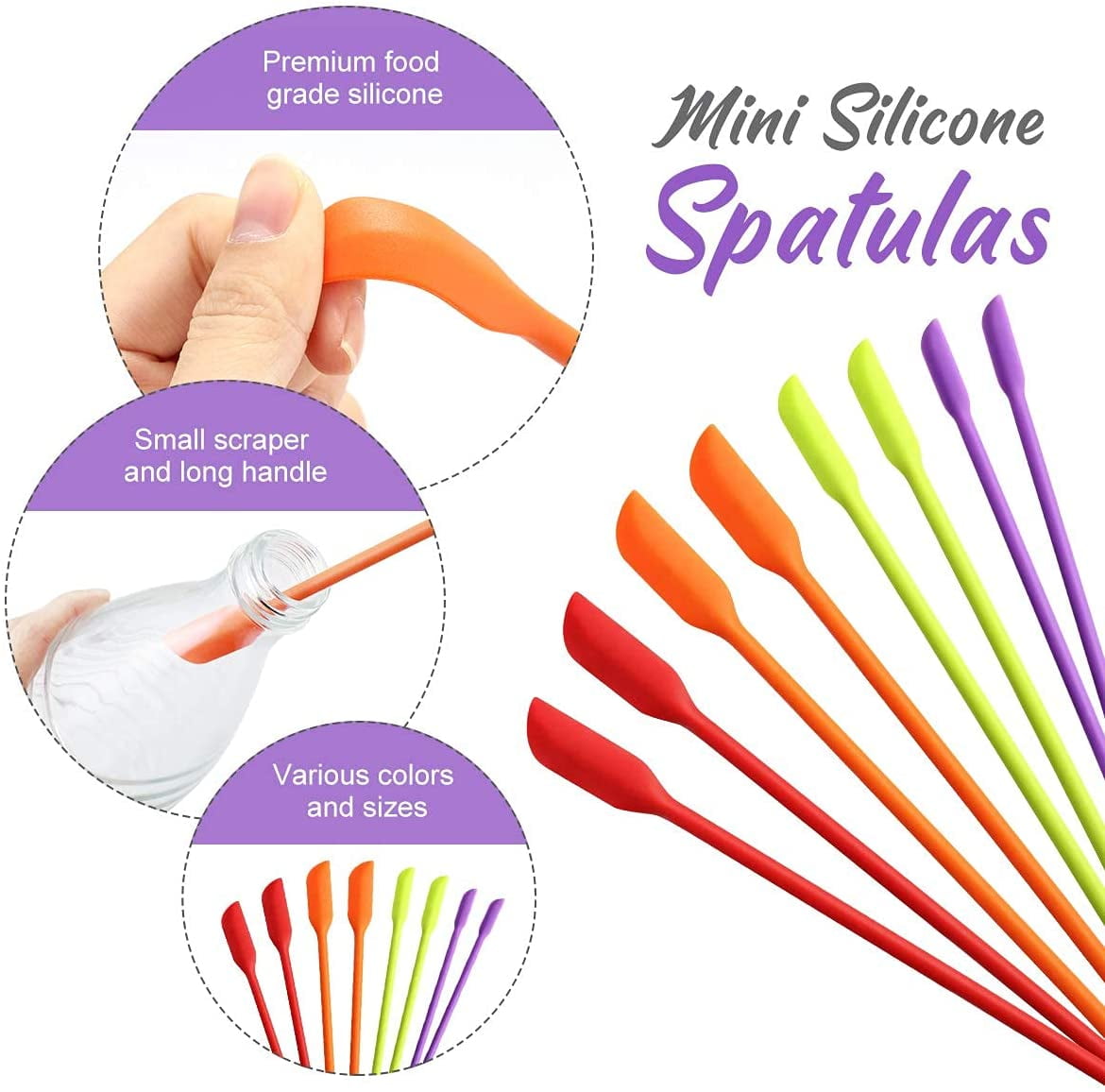 SunSunRise Silicone Spatula Set, 4-Piece, Food Grade Materials ...