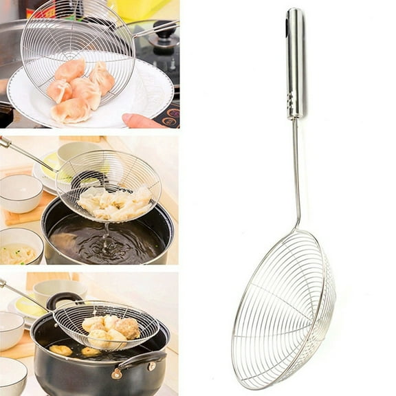 Conditiclusy Stainless Steel Long Handle Strainer Drainer Sifter Colander Spoon Kitchen Tool