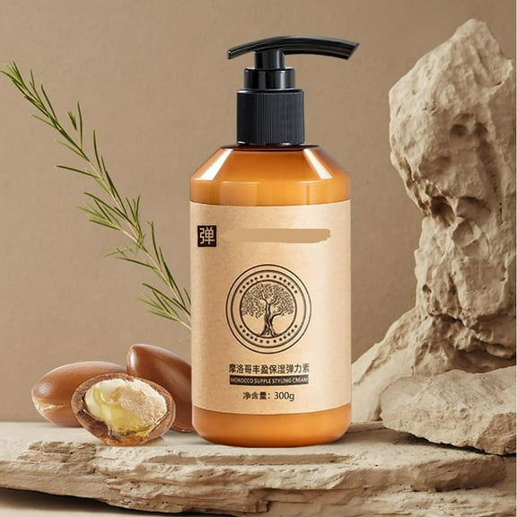 Conditioner，Long-lasting Styling Moroccan Volume Moisturizing Elasticity Moroccan Hydrating Styling Cream Elastin For Dry Damaged Bounce Hair 280ML,Hair Conditioner