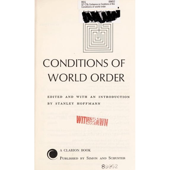 Pre-Owned Conditions of World Order 9780671207489 Used