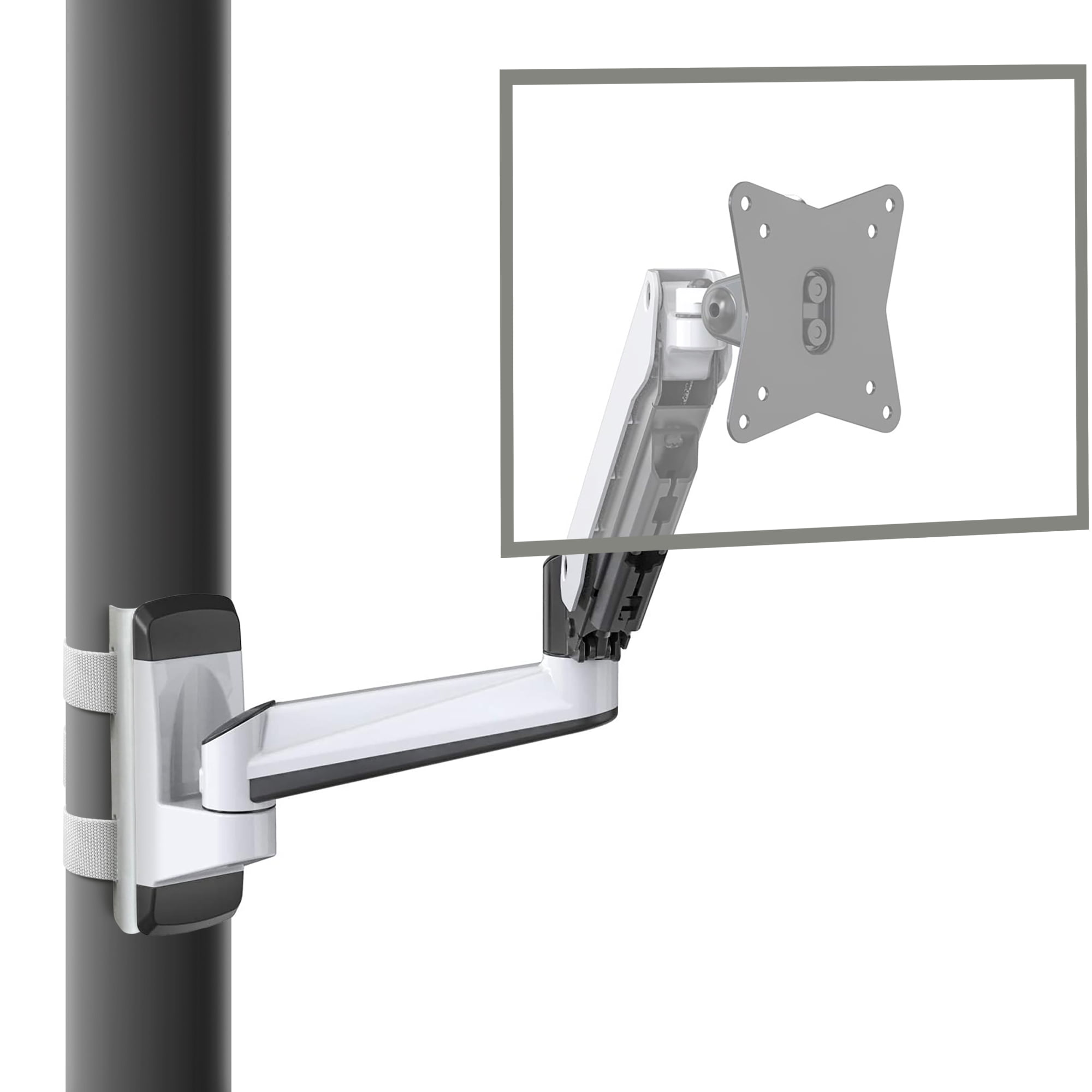 White Full Motion Gas Spring Monitor Mount for 15-32 Inch Screens