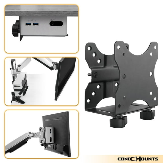 CondoMounts Wall Mount for Console, TV, Cable Box, Router | Adjustable 0.7"-2.8", 11lbs, Black