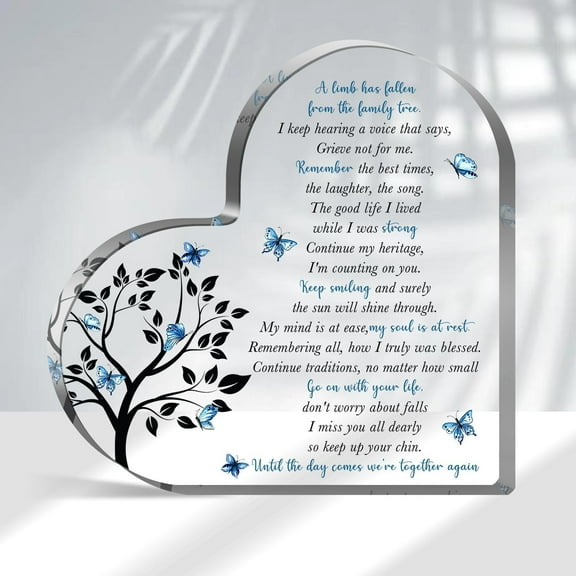 Condolence Gifts, Sympathy Gifts, Remembrance Gift, Memorial Heart Shaped Acrylic Decor Sign, Grieving Gift with Sympathy, Memorial Bereavement Sympathy Gifts for Loss of Loved One