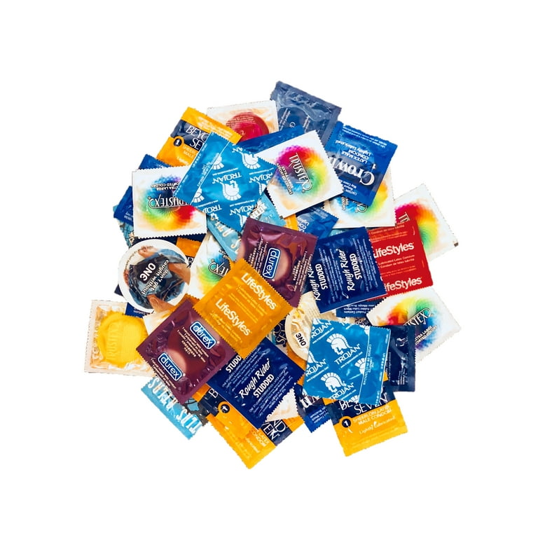 Sampler Condoms Variety Pack, 12 Count, Flavored, Studded, Large