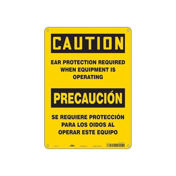 Safety Sign, 14 in Height, 10 in Width, Polyethylene, Vertical Rectangle, English, Spanish, 465Y11