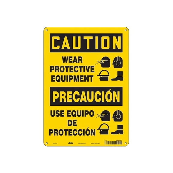 Safety Sign, 14 in Height, 10 in Width, Polyethylene, Vertical Rectangle, English, Spanish, 466P57