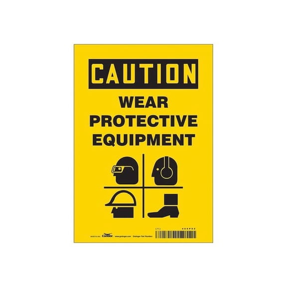 Safety Sign, 10 in Height, 7 in Width, Vinyl, Horizontal Rectangle, English, 466P90 466P90