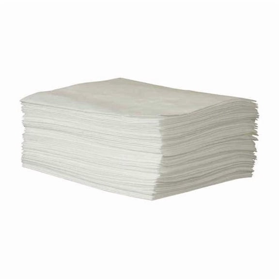 Sorbent Pad, 13 gal, 15 in x 19 in, Oil, White, Polypropylene 35ZR10