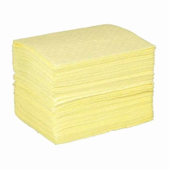 Sorbent Pad, 22 gal, 15 in x 19 in, Harsh Chemicals, Yellow, Polypropylene 35ZP94