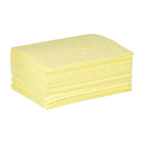 Condor Sorbent Pad, 11 gal, 15 in x 19 in, Harsh Chemicals, Yellow, 50 PK 35ZP95