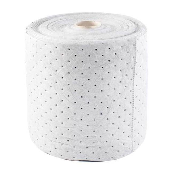 Sorbent Roll, 19 gal, 15 in x 150 ft, Harsh Chemicals, White, Polypropylene