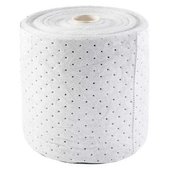 Sorbent Roll, 16 gal, 15 in x 150 ft, Harsh Chemicals, White, Polypropylene