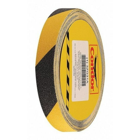 Brady 78146 Striped Anti-Skid Tape, Black/Yellow, 1 in W x 60 ft L